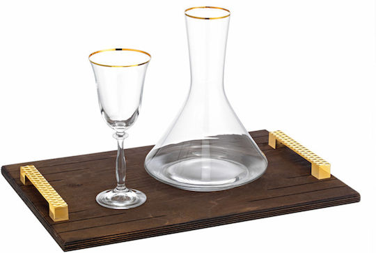 Boho Chic Wein Set 3Stücke Holztablett Kristall Set Erste Hilfe Goldene Details