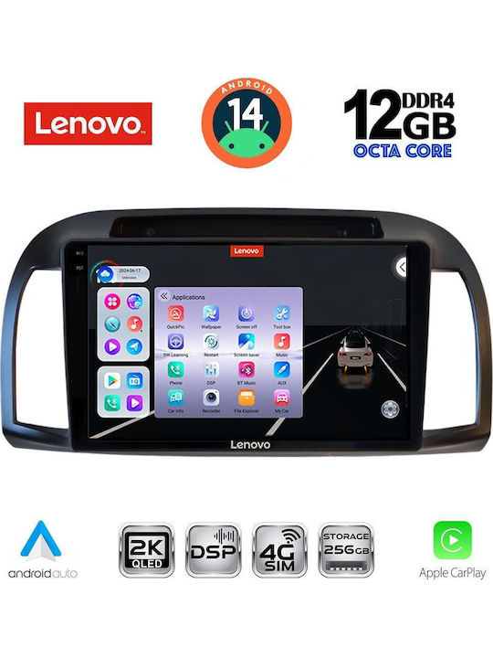 Lenovo Car Audio System for Nissan Micra 2002-2010 (Bluetooth/USB/WiFi/GPS/Apple-Carplay/Android-Auto) with Touch Screen 9"