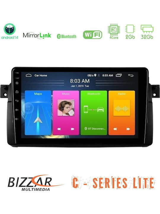 Bizzar Ηχοσύστημα Αυτοκινήτου για BMW E46 1998-2005 (Bluetooth/USB/AUX/WiFi/GPS/Apple-Carplay/Android-Auto) με Οθόνη Αφής 9"