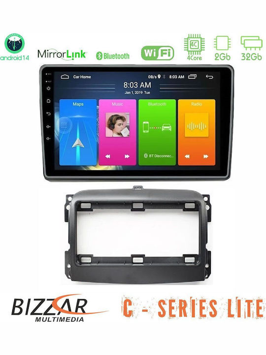 Bizzar Car Audio System for Fiat 500L 2012-2018 (Bluetooth/USB/AUX/WiFi/GPS/Apple CarPlay/Android Auto) with 10" Touch Screen