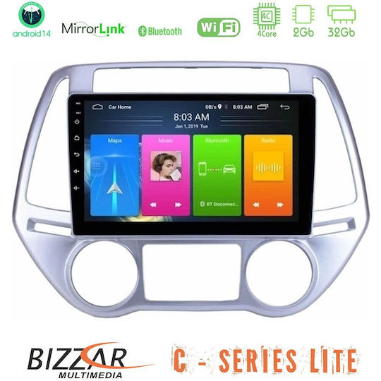 Bizzar Auto-Audiosystem für Hyundai i20 2012-2014 mit Klima (Bluetooth/USB/AUX/Eingebautes Wi-Fi / GPS / Apple CarPlay / Android Auto) mit Touchscreen 9 Zoll
