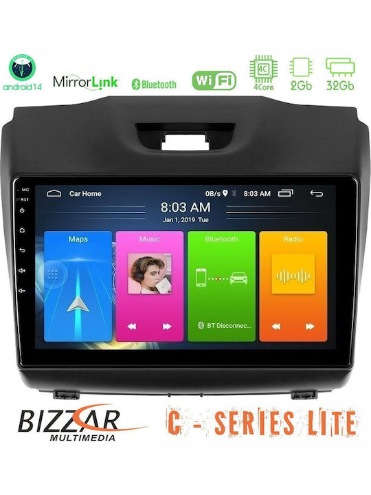 Bizzar Sistem Audio Auto Isuzu D-Max 2012-2019 (Bluetooth/USB/AUX/Wi-Fi/GPS/Apple CarPlay/Android Auto) cu Ecran Tactil 9"