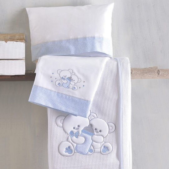 Rythmos Σετ Βρεφικά Σεντόνια Κούνιας Βαμβακερά Cuddles Γαλάζια 100x160εκ. 3τμχ