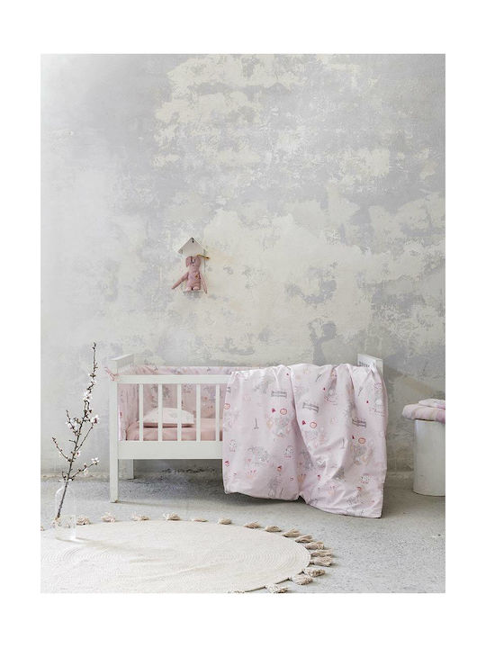 Nima Little Rhino Baby Sheets Set Crib Cotton Pink 120x170cm 2pcs