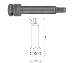 3/4'' Impact Socket Head External Hex Profile One Piece 100 Mm Length 22 3/4'' Impact Socket Head External Hex Profile One Piece 100 Mm Length 22