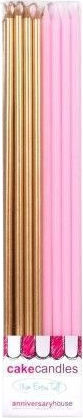 Party Tall Metallic Candles 18 cm Gold Pink Ahc214
