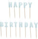 PartyDeco „Happy Birthday“-Kerzen Hellblau