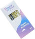 Set 6 Lange Kerzen Flippy Paraffin 10 X 0,5 Cm Happy Birthday Weiße Schwarze Goldene