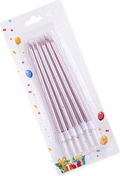 Set 6 Cake Birthday Candles Flippy Paraffin 11 X 0.4 Cm Glossy Pink Gold