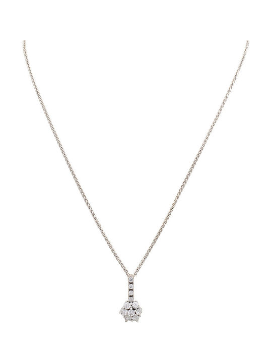 Savvas Design Κολιέ από Λευκόχρυσο 14Κ με Ζιργκόν