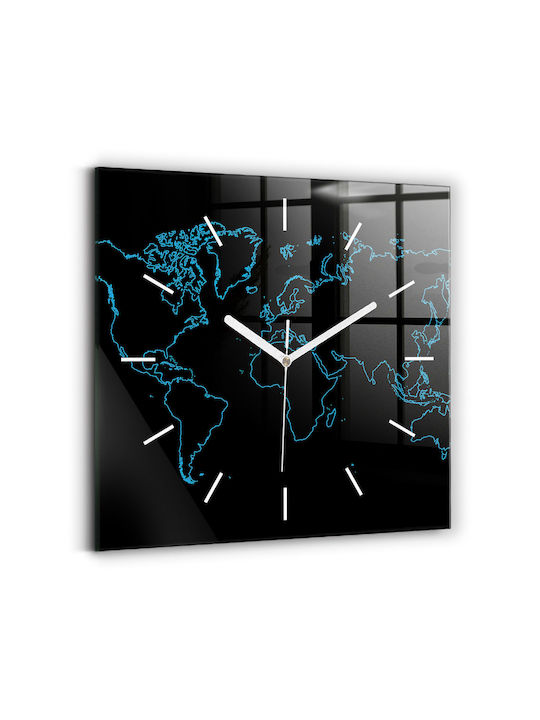 Tulup Leise Wanduhr Glas Schwarz 30x30cm