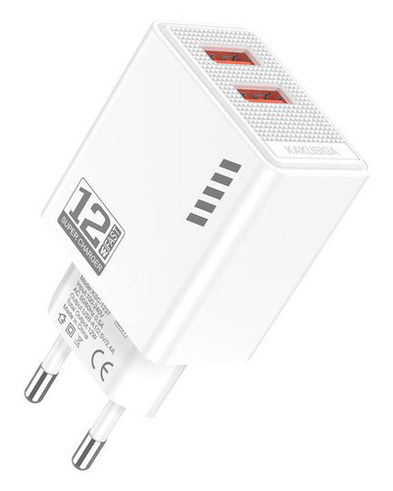 Kakusiga Ladegerät ohne Kabel mit 2 USB-A Anschlüsse 12W Weißs (KSC-1237)