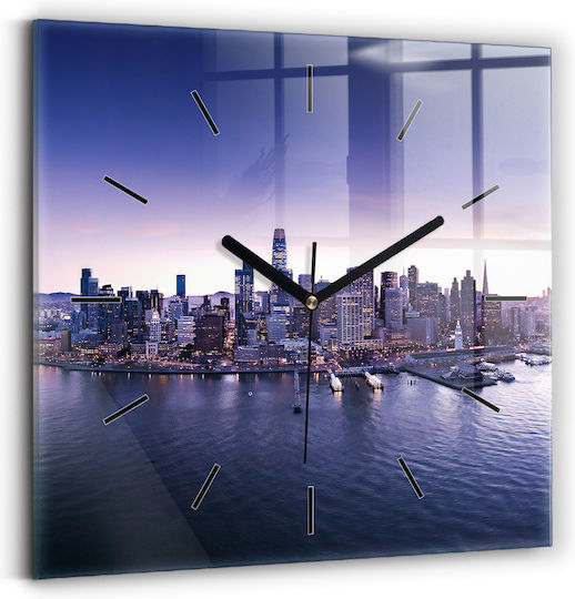 Tulup Leise Wanduhr Glas Lila 30x30cm