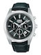 Lorus Sports Men's Watch 42mm Chronograph Battery with Black Leather Strap