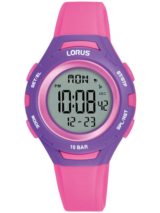 Lorus Ψηφιακό Παιδικό Ρολόι 32mm Ροζ με Καουτσούκ Λουράκι
