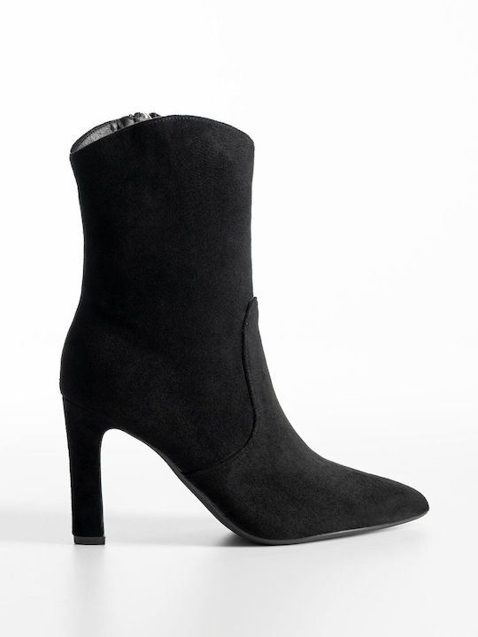 Bozikis Wildleder Stiefeletten Damen Schwarz