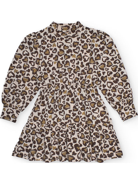Kids Dress Long Sleeve Beige