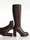 Damenstiefel mit hohem Absatz Braun