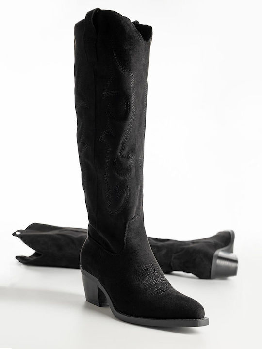 Bozikis Cizme dama Cowboy cu toc mediu Negre