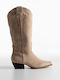 Wildleder Damenstiefel Cowboy Beige