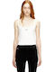 Damen Bluse Baumwolle Ärmellos White