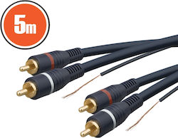 RCA кабел 2 x RCA женски 2 x RCA 5.0 м