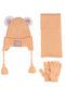 Kids Beanie Set with Scarf & Gloves Knitted Orange 3pcs