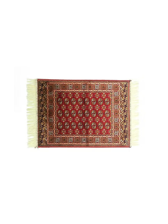 Rutschfest Teppich Rechteckig Synthetisch,Polyester/Cotton/Leather mit Fransen Red