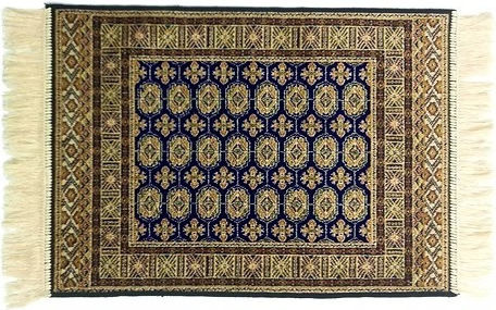 Anti-slip Rug Rectangular with Fringes Blue