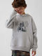 Fleece Kids Sweatshirt With Hood And Pockets Grey Heather