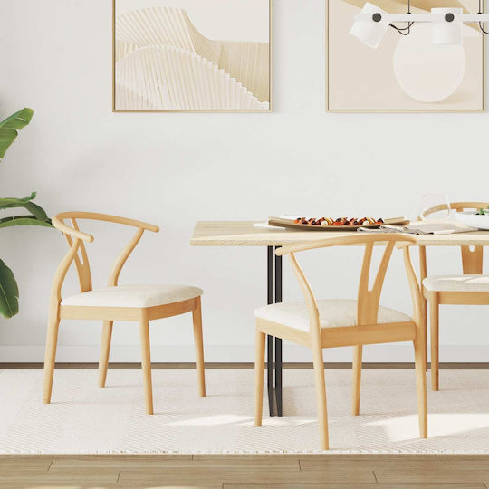 Dining Room Wooden Chair Natural And Light 54.5x53x77cm 2pcs