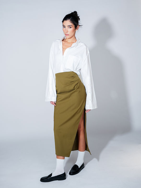 Hoch tailliert Rock Khaki