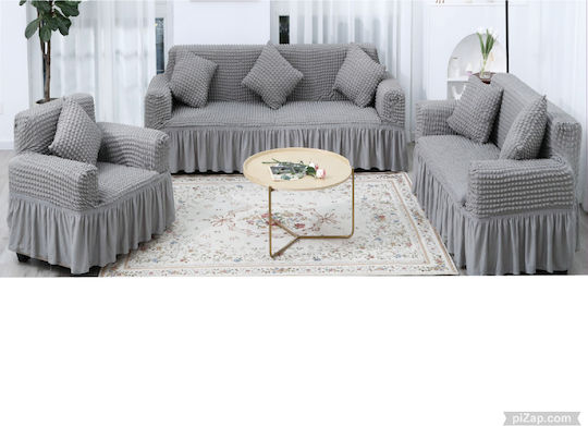 Elastische Abdeckung für Wohnzimmerset Light Grey 3Stück 244-456