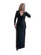 Maxi Evening Dress Drape with Tearing Black
