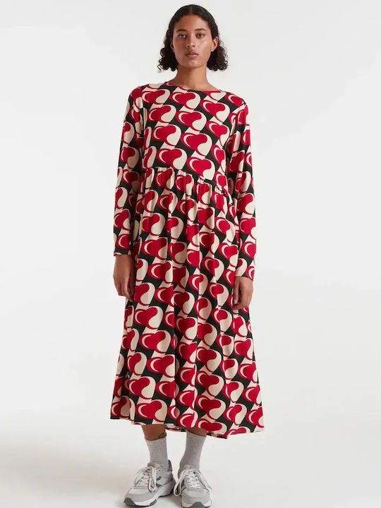 Midi Kleid Black/red