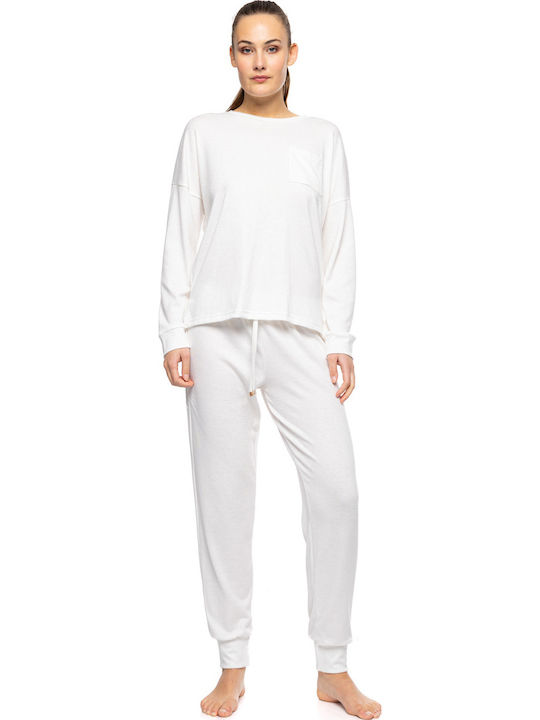 Pink Label Winter Women's Pyjama Set White
