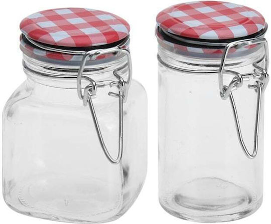 Excellent Houseware Set 2 Bucăți Vaze Utilizare Generală Cu Capac Sticlă Roșii 90ml 2 Bucăți