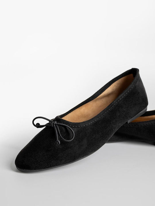 Wildleder Damen Ballerinas Spitz zulaufend in Schwarz Farbe