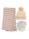Set with Beanie Knitted in Beige color
