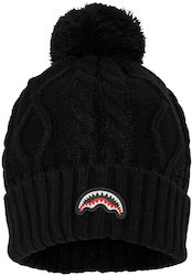 Sprayground Lowkey Puff Beanie Fleece Beanie Knitted in Black color