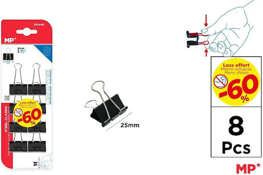 Madrid Papel Büroklammern Und Binder Clips 25mm 8 Stück Schwarz Metallisch