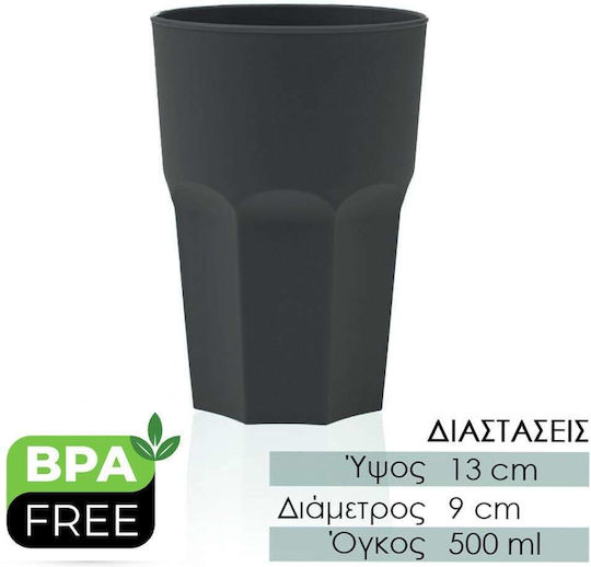 Glass made of Glass in Black Color 500ml