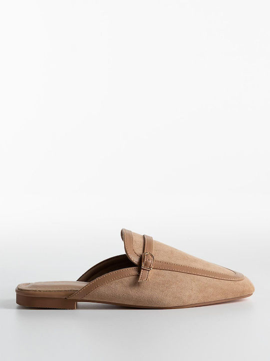 Bozikis Flat Suede Mules σε Καφέ Χρώμα