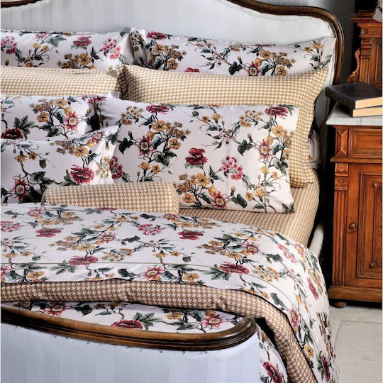 Down Town Home Σετ Σεντόνια Υπέρδιπλα 245x280εκ. Beige Flower (4τμχ)
