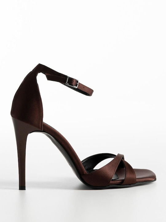 Bozikis Gin Stoff Sandalen Braun