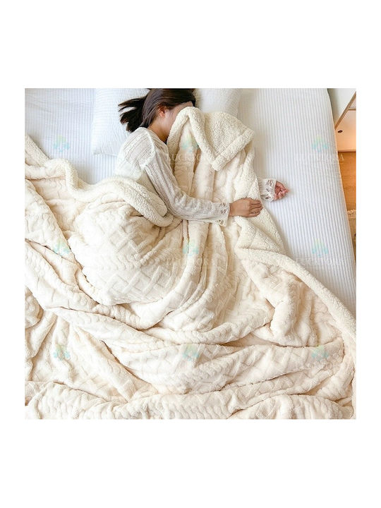 Lucktora Sherpa Blanket Double 220x240cm White