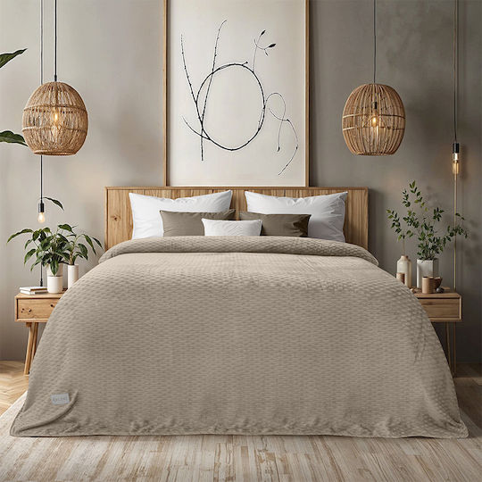 Lino Home Κουβέρτα Fleece Υπέρδιπλη 220x240εκ. Taupe 1300002042