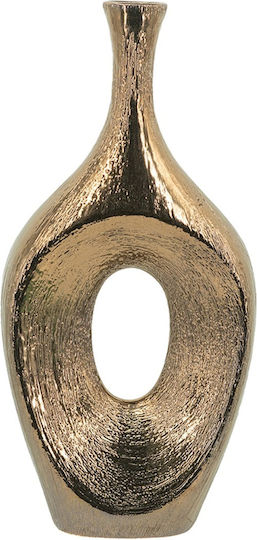 Artekko Διακοσμητικό Βάζο Κεραμικό Lidded Χρυσό Φ23xΥ48cm