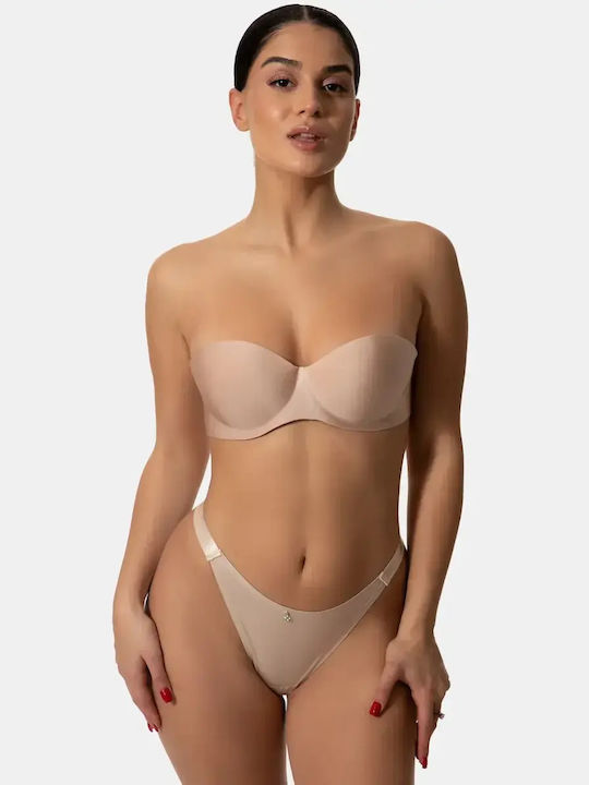 Strapless Push Up Büstenhalter Ohne Nähte Beiges Größe XS