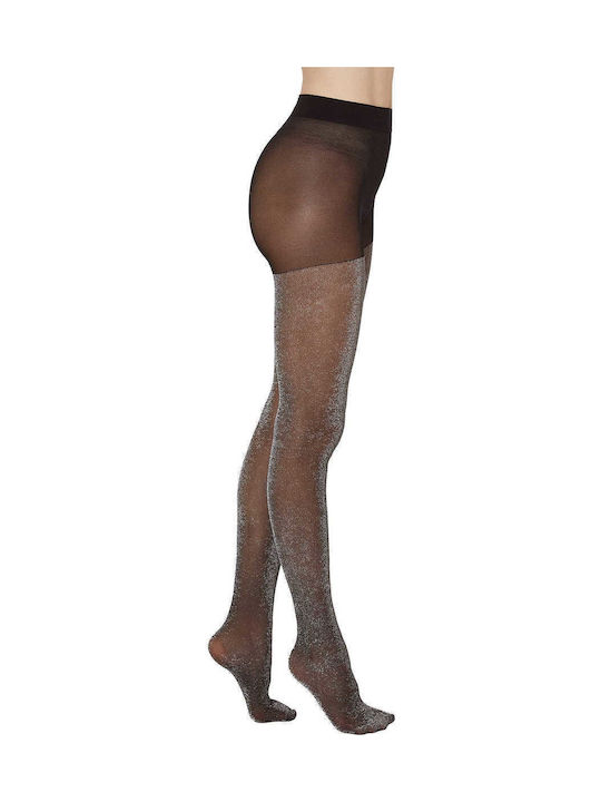 Celestino Women's Metallic Pantyhose 40 Den Black